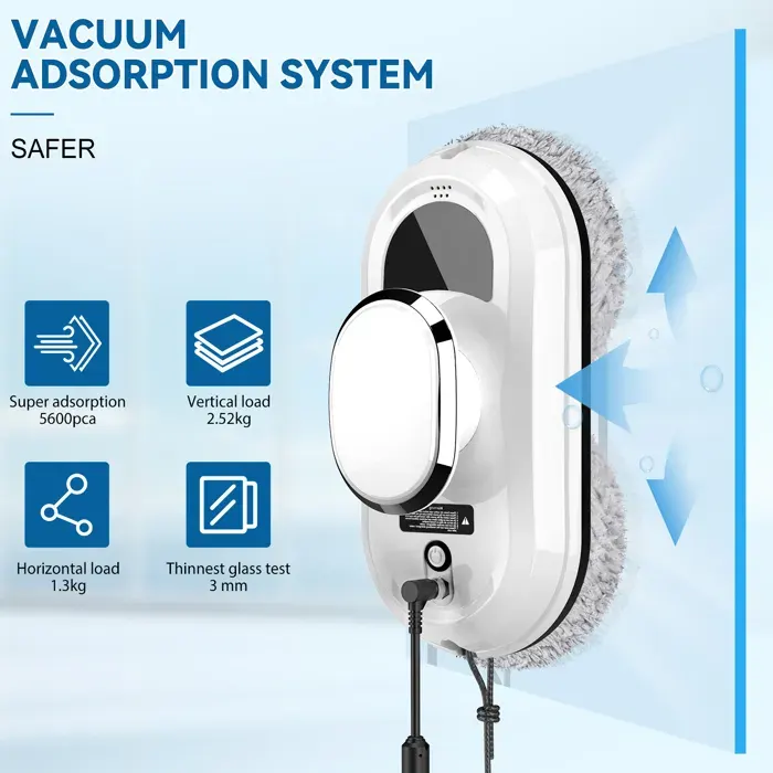 Robot aspirateur laveur de vitres robot laveur de vitres électrique verre limpiacristales télécommande et 10 Chiffons de Nettoyage