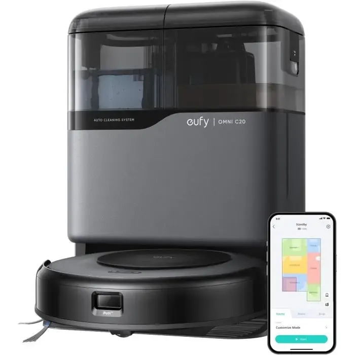 Robot aspirateur Laveur - EUFY - Omni C20 - Autovidage - Aspiration 7000 Pa - Design ultrafin 85 cm