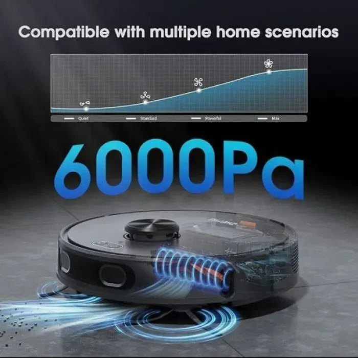 Robot Aspirateur Laveur Sans Fil - 5200mAh/220Min Autonomie Anti Poils dAnimaux Commande Vocale & App 6000Pa m ASPIRATEUR ROBOT