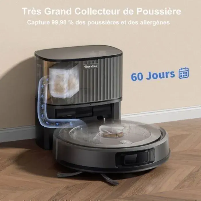 Robot Aspirateur Laveur silencieux Sans fil poil danimaux télécommande