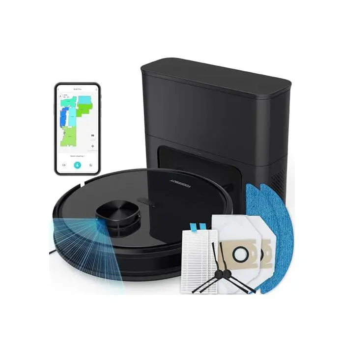 Robot aspirateur laveur - TOQEEBOT - SL61 PRO - Station vidange auto 25L - 4500 Pa Booster tapis - Navigation LiDAR 4-en-1 — coloris Noir