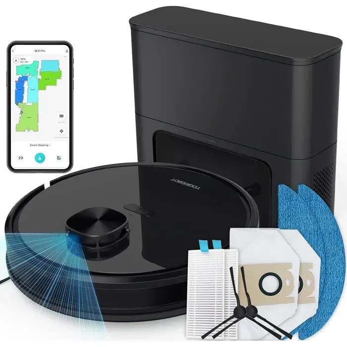 Robot Aspirateur LaveurStation De Vidange AutomatiqueNavigation LaserPour Toutes Les Surfaces Domestiques