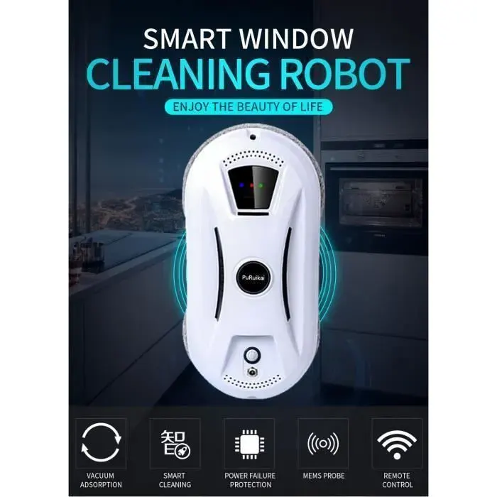 Robot aspirateur ultra fin pour le nettoyage des vitres de la maison nettoyeur de vitres électrique avec télécommande.