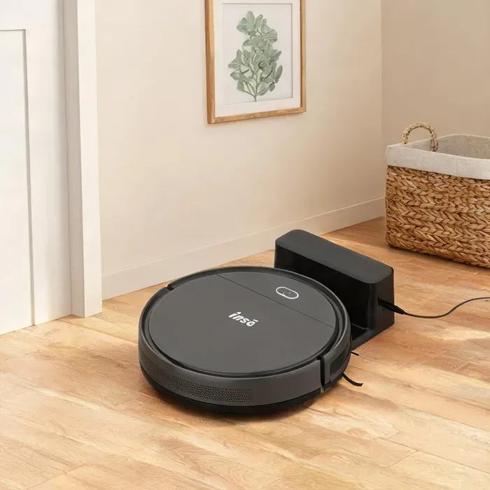 Robot aspirateur ultra-mince ABS+PC gris neutre avec télécommande 28 lbs