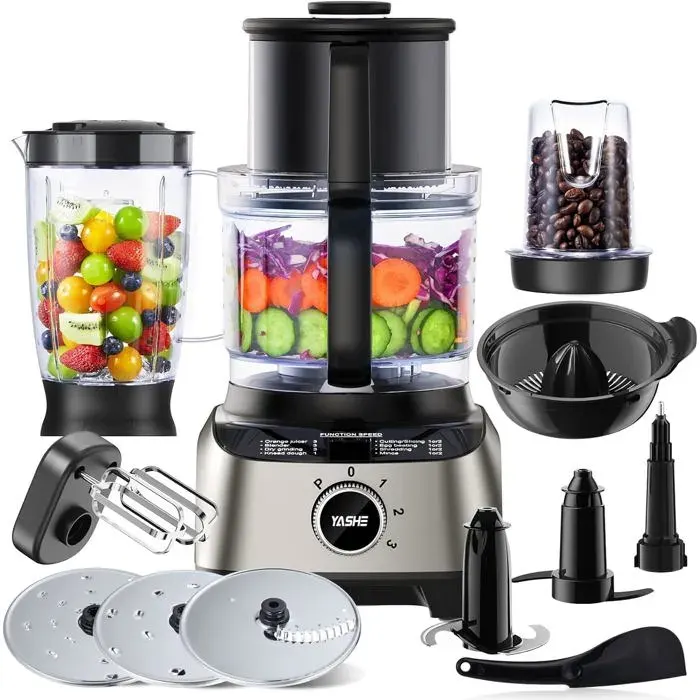 Robot Cuisine Multifonctions – Blender Mixeur Moulin Presse-AgrumesPétrin Avec Bol De 25L Et Blender De 15L1300W3 Vitesses