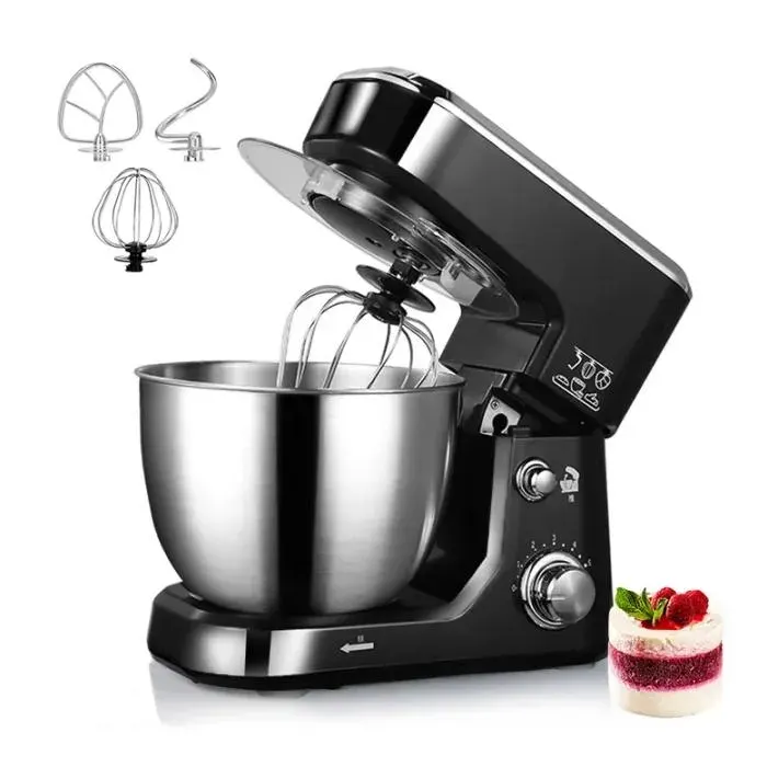 Robot Cuisine-Robot Patissier-Pétrin Multifonction avec Bol 5L Robot Pâtissier Noir avec Fouet Batteur Crochet