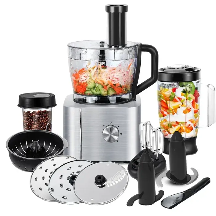 Robot Culinaire 11-en-1 Fonctions 1100W Puissance Argent UE