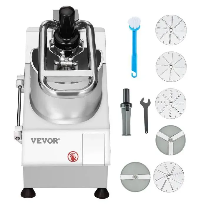 Robot culinaire multifonction 750 W acier inoxydable avec 6 lames détachables hachoir trancheuse légumes fruits cuisine maison
