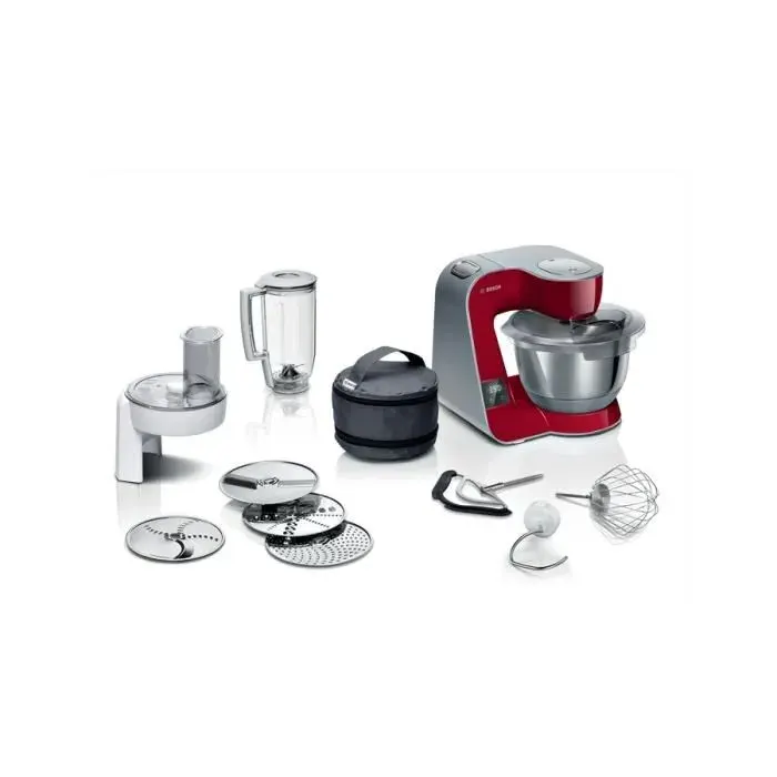 Robot de cuisine - BOSCH - MUM5X720 - 1000 W - 39 L - Rouge Argent
