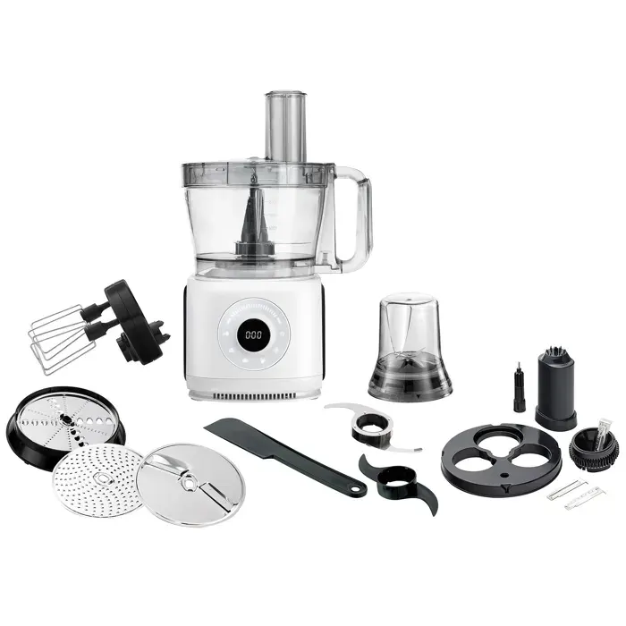 Robot de Cuisine Électrique Multifonctionnel 12-en-1 Malaxeur Mixeur Hachoir Adler AD4224 2000W Blanc/Noir