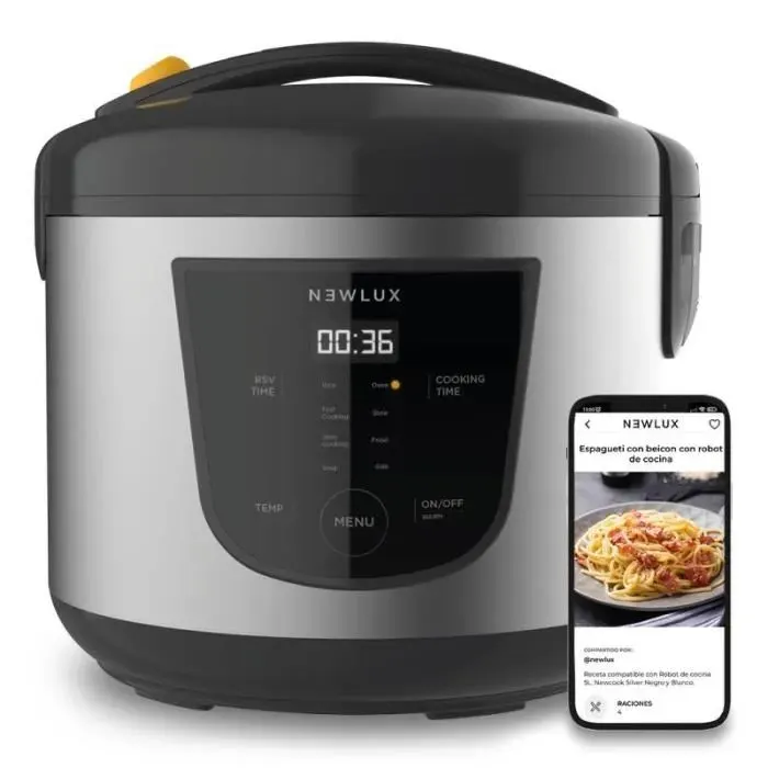 Robot de Cuisine Multifonction - NEWLUX - Mod.NEWCOOK - Bol Antiadhésif - 5L - Programmable 24H