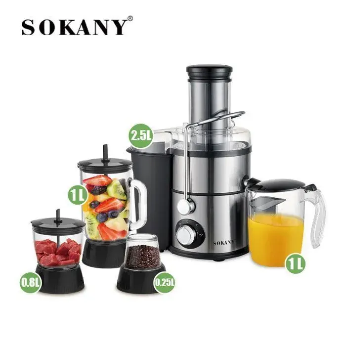 Robot de cuisine multifonction - SOKANY - SOKANY01021 - 5-en-1 - 1200W - 2 vitesses + Pulse