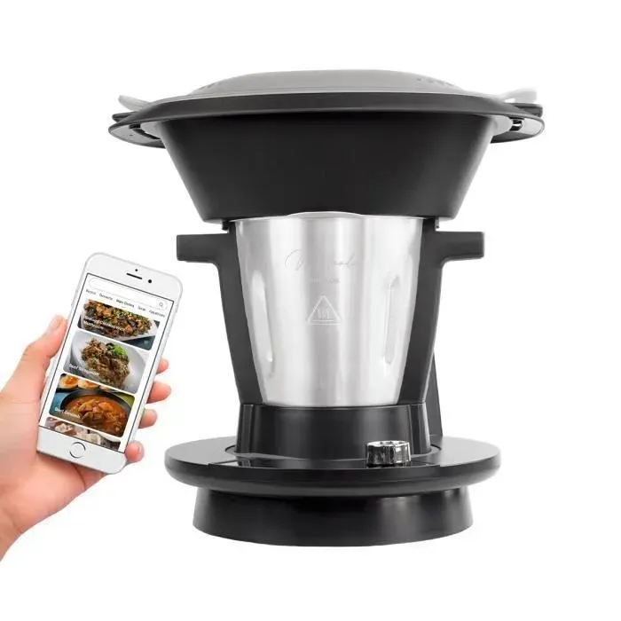 Robot de Cuisine PRIXTON My Foodie WiFi App Mobile Livre de Recettes en ligne 1000 W 3.2 Litres 10 Fonctions Noir