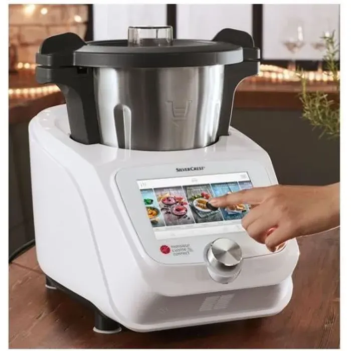 Robot de Cuisine - SilverCrest - Monsieur Cuisine Connect SKMC 1200 B2 - 1200W - 10 Fonctions - Blanc
