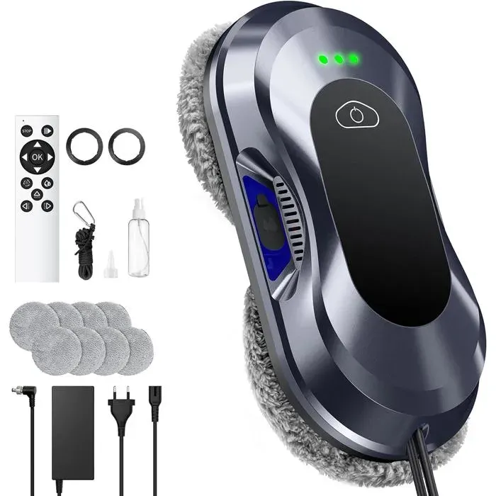Robot Lave Vitres 2026 Version Améliorée Puissance DAspiration 6000 Pa Double Buse 3 Modes De Nettoyage Planification De Trajet