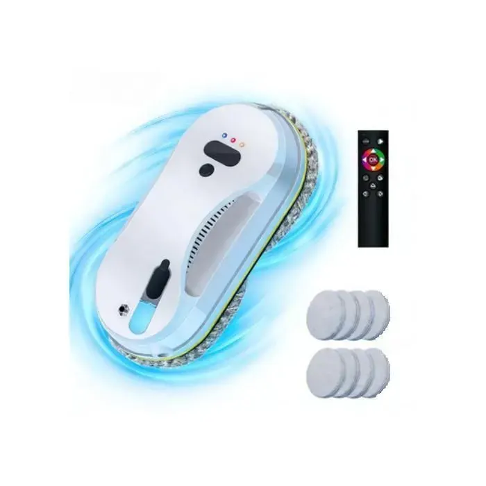 Robot lave-vitres 3800Pa : Double pulvérisation auto + Télécommande (10m) + Nettoyage double hélice + UPS anti-chute