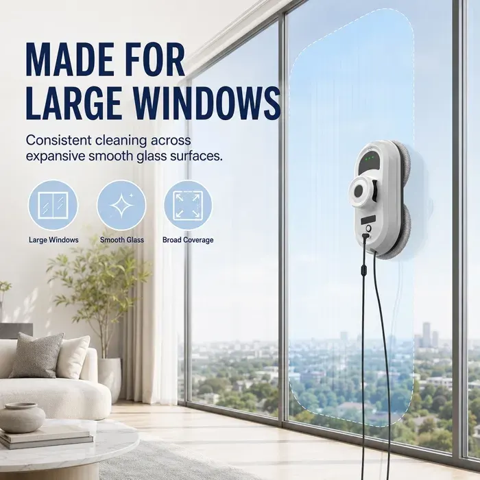 Robot lave-vitres 6000Pa – Auto-spray télécommande 3 modes – UPS 21min – Pour vitres en hauteur surfaces lisses