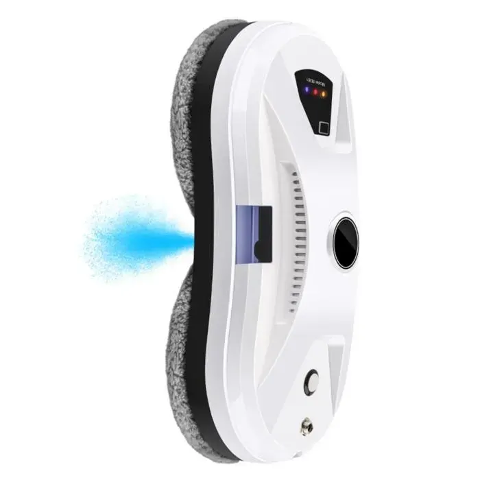 Robot Lave-Vitres Automatique avec Télécommande Pulvérisation Ultrasonique Double Serpillière Rotative Sécurité Renforcée