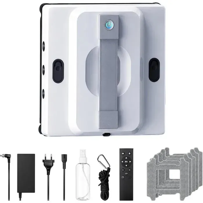Robot Lave-Vitres Avec Télécommande 9000 Pa Robot Vitrier 6 Modes De Nettoyage Réservoir 100Ml 6 Buses De Brumisation Planific