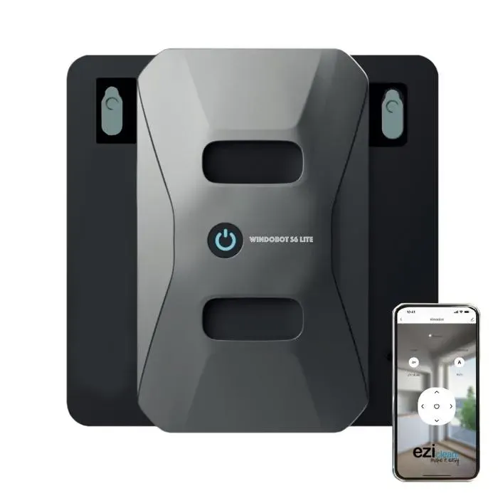 Robot lave-vitres - EZICLEAN - Windobot S6 Pro - Nettoyage IA automatique - Batterie de secours anti-chute - Connecté — coloris Gris
