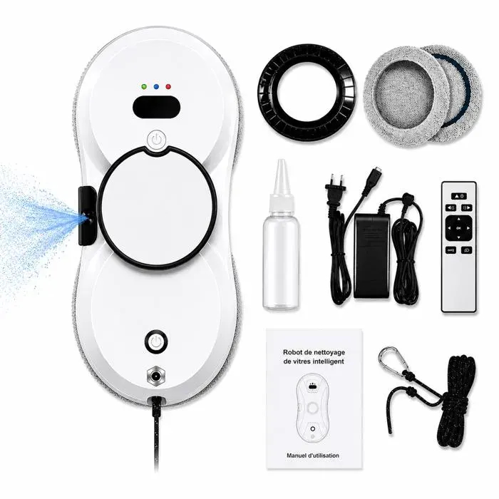 Robot lave-vitres IA 5600 Pa nettoyage automatique protection contre les coupures de courant pendant 20 min 3 modes de nettoyage