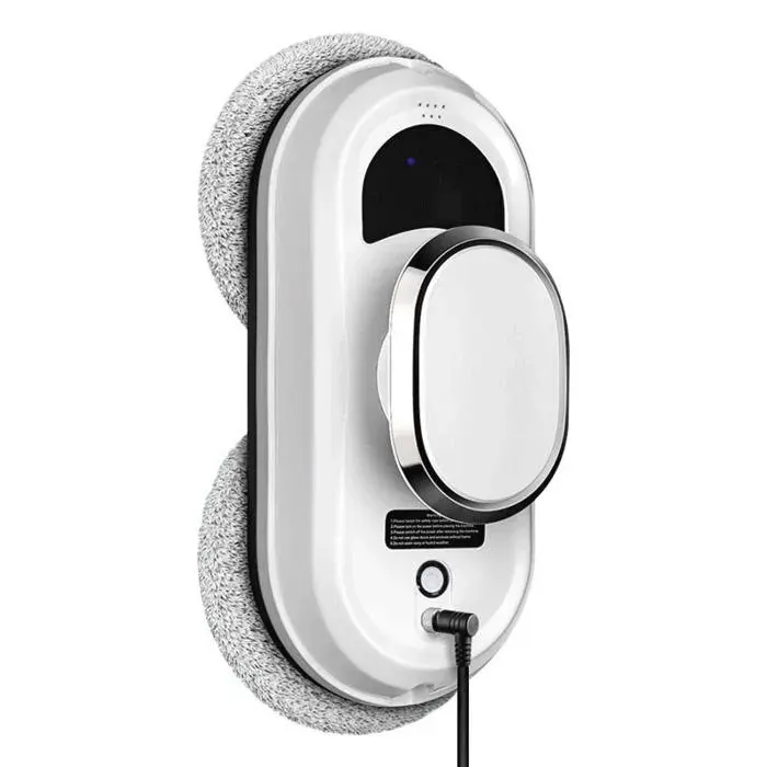 Robot lave-vitres intelligent blanc double disque rotatif télécommande anti-chute planification automatique longue autonomie