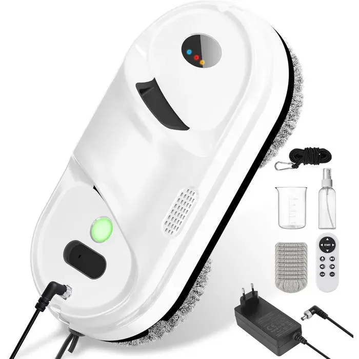 Robot Laveur De Vitre - Aspiration 5600Pa & Double Pulvérisation Automatique Robot Lave Vitre Intelligent Avec Détection Des Front