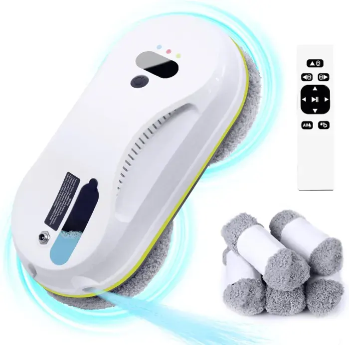 Robot Laveur Vitre Electrique 3800Pa avec télécommande Pulvérisation deau automatique Nettoyeur de vitres Aspirateur fenêtre