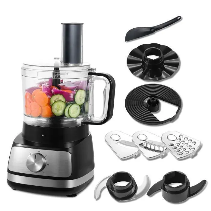 Robot multifonction - 6 en 1 - 800W - 4 Vitesses - 2L - robot de cuisine - Inox