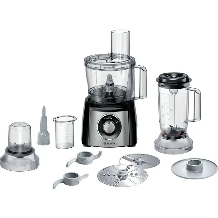 Robot multifonction - BOSCH - MultiTalent3 MCM3PM386 - Noir / Inox brossé - 900 W - 2 vitesse et fonction turbo