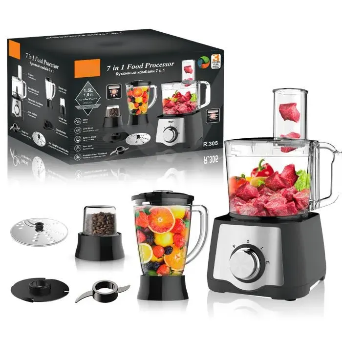 Robot Multifonction - JOULLI - 7 en 1 - 600 W - 2 vitesses - Bol 15 L en inox