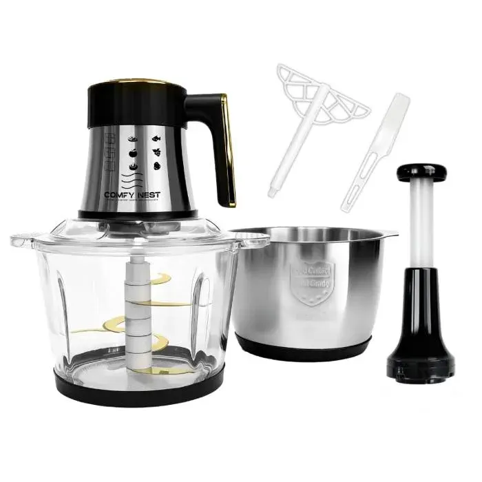 Robot multifonctions - COMFY NEST - CNFP2X3 - 2 bols 3 L (verre + inox) - 200 W (9 000–12 000 tr/min) - Argent