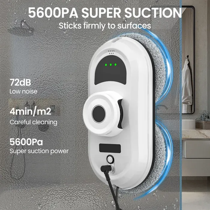 Robot nettoyeur de vitres 5600pa aspirateur intelligent domestique télécommande anti-chute lave-vitre électrique nettoyeur
