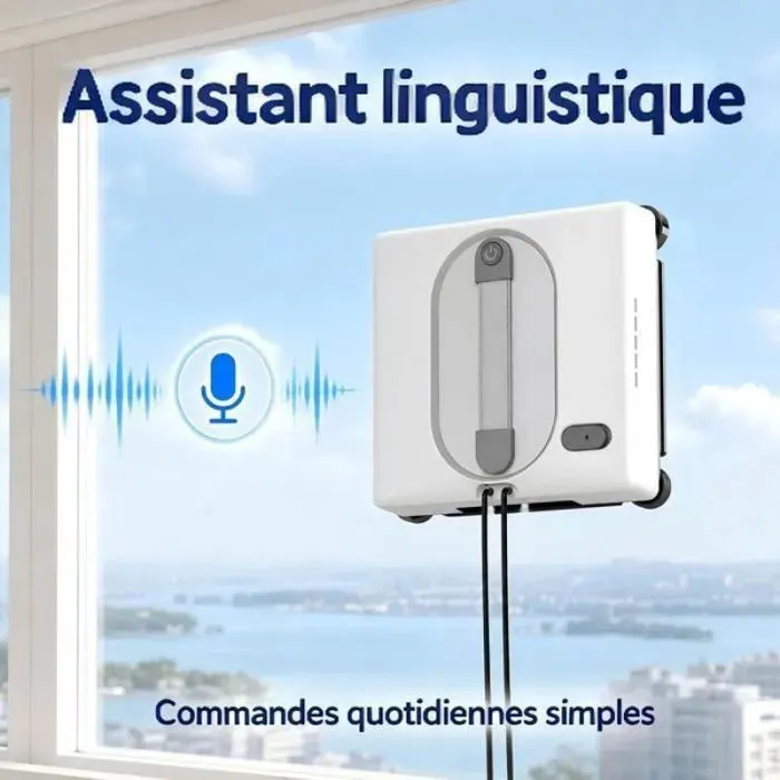 Robot nettoyeur vitre Lave-vitre électrique 5500 Pa 5 modes télécommande + application pulvérisateur double face 85mm pour mais — coloris Blanc
