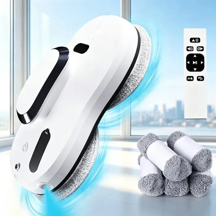 Robot Nettoyeur Vitres 3800Pa Double Spirale Auto Spray Télécommande 10m UPS 20min Sécurité Corde Pour Fenêtre Miroir