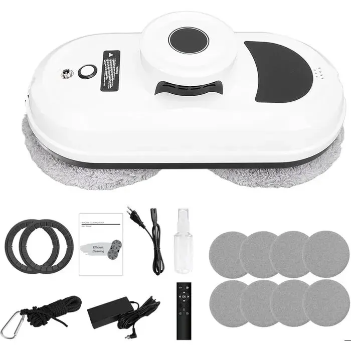 Robot Nettoyeur Vitres 5600Pa 3 Niveaux Détection Bordure Intelligente UPS 20min Corde 4m Pour Fenêtre Miroir Carreau