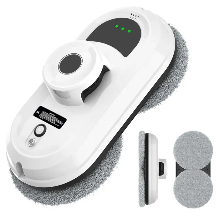 Robot Nettoyeur Vitres 5600Pa Robot Laveur de Vitre avec 3 Modes et 10 Chiffons de Nettoyage Navigation Intelligente Télécommande