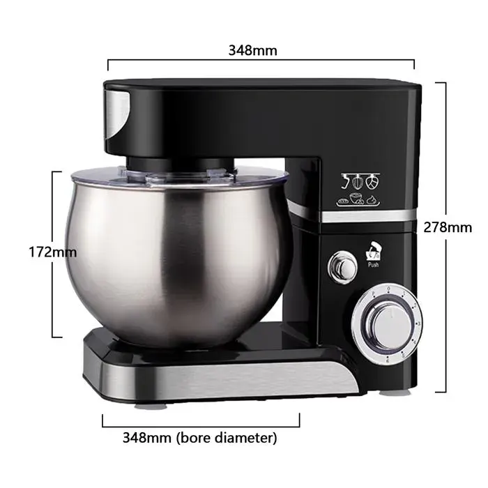 Robot Pâtissier 1000 W pétrin professionnel 5 L vitesse 6+P tête inclinable résistant aux éclaboussures et antidérapant