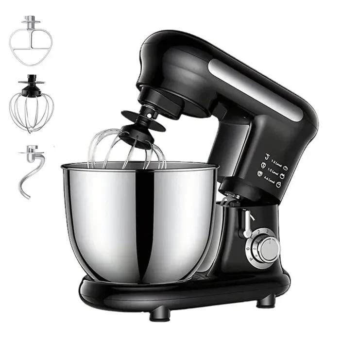 Robot Patissier 1000W 3.5L 6 Vitesses Avec Bol Inox Et Couvercle Anti-Éclaboussures – Robot De Cuisine Multifonction Pour Pétrir