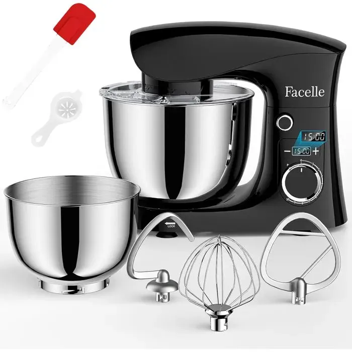 Robot Patissier 1500 W55L& 45L Robot Cuisine Multifonctions10+P Mixer Cuisine Professionnel Avec FouetBatteurCrochet Pétriss