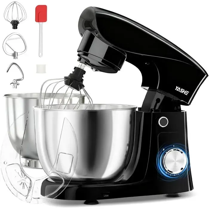 Robot Pâtissier 1500W 45L + 5L Deux Bols En Acier Inoxydable 10+P Vitesses Tête Inc Ble Crochet À Pâte Batteur & Fouet[MM32]