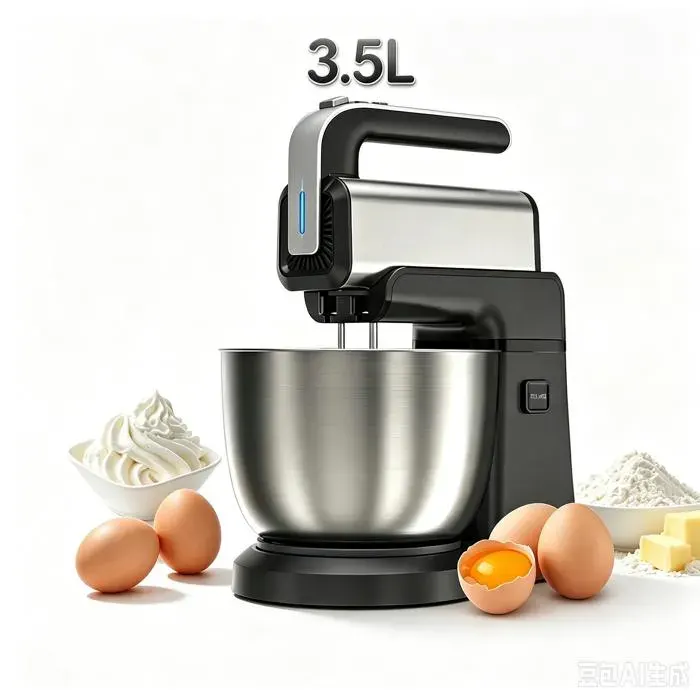 Robot pâtissier 3.5L – 300W 5 vitesses 2 fouets 2 crochets – Inox – Pour pâtes crème œufs – Pour cakes biscuits pains