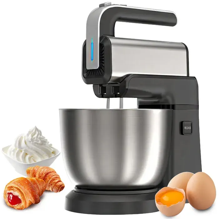 Robot Pâtissier 300W - Robot de cuisine pétrin multifonction - 220V-240V - 5 Vitesses - Avec Bol 3.5L Batteur Fouet Crochet Noir
