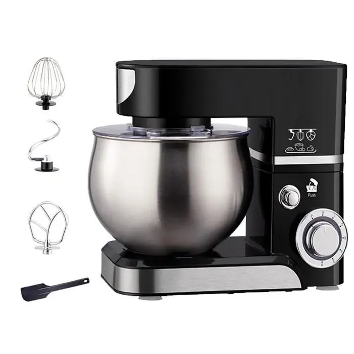 Robot Patissier 6 vitesse bol en acier inoxydable de 5 L bruit ≤ 60 dB avec protection anti-éclaboussures 1000 WPétrin à pâte