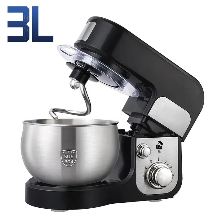 Robot pâtissier- 700 W - Capacité 3 L - 6 vitesses réglables - Comprend un crochet pétrisseur en S- Noir