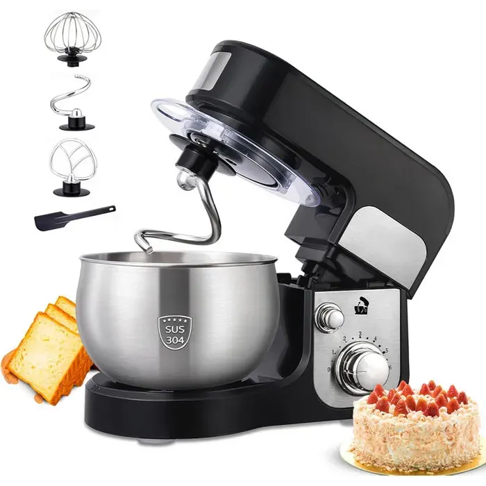 Robot Patissier 700W 3L 6 Vitesses Mini Robot De Cuisine Multifonction Avec Bol Inox – Electromenager Pour Pétrir Fouetter Mélanger