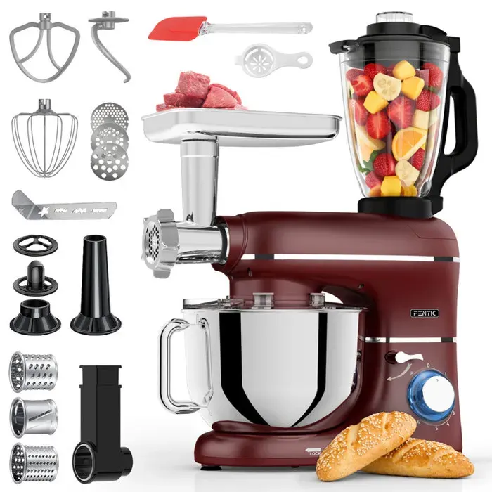 Robot pâtissier - FENTIC - 6-en-1 - 2000W - Bol inox 62L - Blender 15L