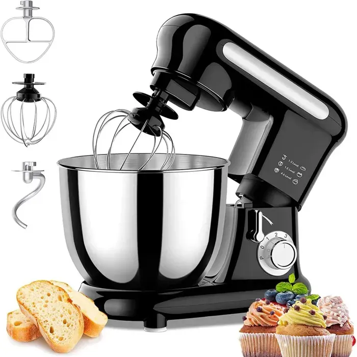Robot patissier Multifonction 3.5L - 1000W 6 Vitesses Bol Inox 304 Hameçon à Pétrin Fouet et Batteur - (Pâte Gâteau Oeufs)