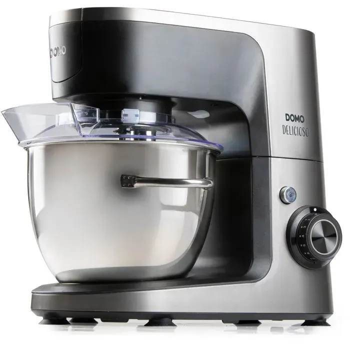 Robot pâtissier multifonction - DOMO - 1200 W - 45 L - 8 vitesses + Pulse - Gris / Noir