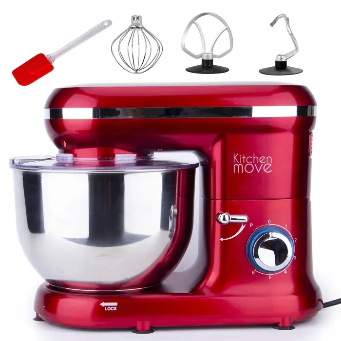Robot Pâtissier Multifonction Kitchen Move BAT-1519 - 1500W - Bol 5.5L - Rouge